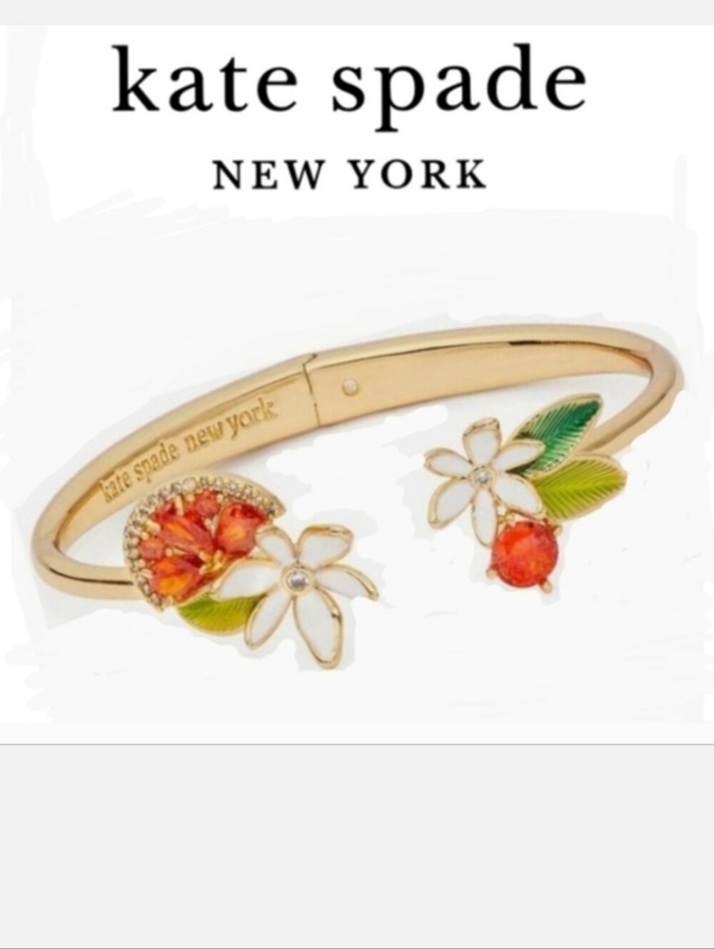 Kate Spade Surprise Sweet Citrus Hinge Cuff bracelet. Elegant floral bracelet f